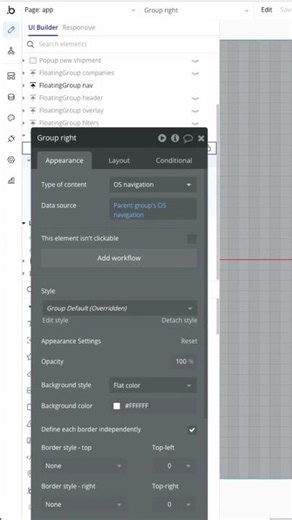 Function drawer in bubble io