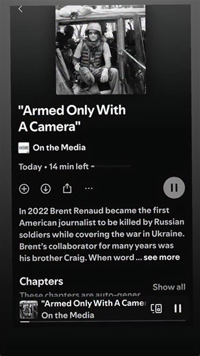 Renaud Brothers Films on Instagram: "“On the Media” interview with Director Craig Renaud about the HBO Original Documentary #ArmedOnlyWithACamera: The Life and Death of Brent Renaud. Academy Award® Nominee for Best Documentary Short Film. Now streaming on @hbomax In 2022 Brent Renaud became the first American journalist to be killed by Russian soldiers while covering the war in Ukraine. Brent’s collaborator for many years was his younger brother Craig. When word got back to Craig that Brent had