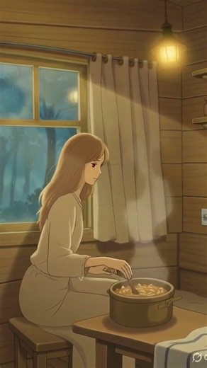 The girl who lives in PEACE in treehouse | Rainy Day ASMR #anime #emotional #calm #shorts