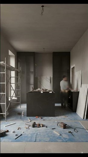 Dark Contemporary Stone Kitchen Transformation | Cinematic Luxury Renovation