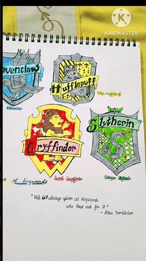 Harry Potter Hogwarts houses symbols drawing #gryffindor #slytherin #hufflepuff #ravenclaw