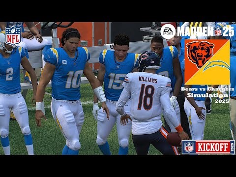 Madden 25 Caleb Williams Bears vs Justin Herbert Chargers Sim 2025 (Madden 26 Roster) Game Play