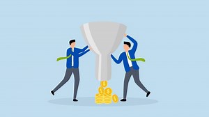 sale funnel, 4k animation of business marketer with shopping cash flow funnel.