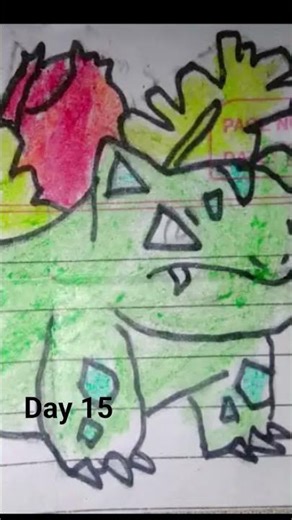 Day 15 of a drawing what we are comment.That is a hand-drawn sketch of Ivysaur.