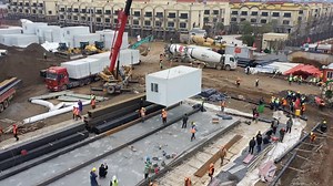 13K views · 923 reactions | The construction of the first isolation ward of Huoshenshan Hospital is underway with the installation of the movable plank house on January 27, 2020. Thousands of people have been working day and night in the construction of the hospital. It is expected to be put into use by February 3. #coronavirus | CGTN | Facebook