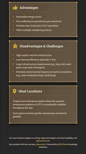 Ocean Thermal Energy Conversion OTEC: Technology and feasibility