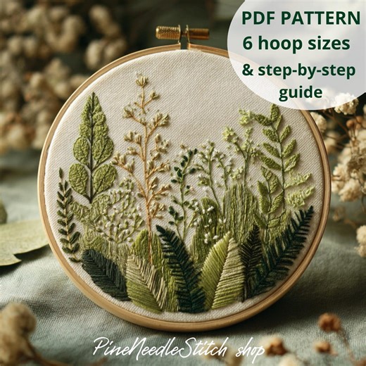 Botanical Meadow Embroidery Pattern PDF, Spring Design, Nature Hoop Art DIY - Etsy