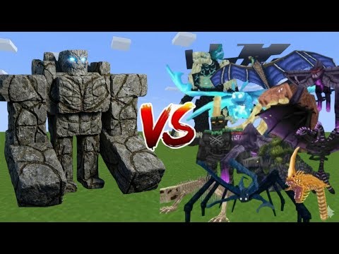 Giant Stone Golem VS All Kaiju Mobs Minecraft PE – Ultimate Giant Boss Battle