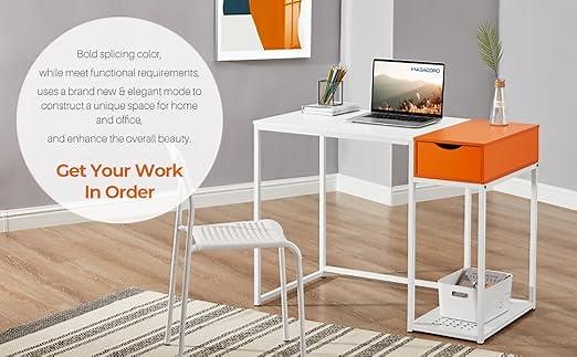 White Computer Desk with Drawer