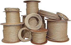 Twisted ProManila Rope - UnManila, 3 Strand Outdoor Rope - Lightweight Synthetic Manila for DIY Projects, Marine, Commercial, DIY, Contractor - 3/8 Inch x 50 Feet (Coil)