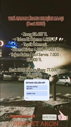 YENİ ATANAN LİSANS HEMŞİRE MAAŞI (Ocak 2026) #hemşire #shorts #hastane #lisans #kpss #maaş #2026