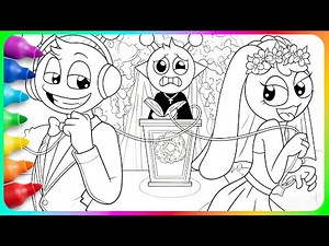 “Funny Wedding Coloring! Cute Cartoon Bride & Groom Chaos 😂🎨”