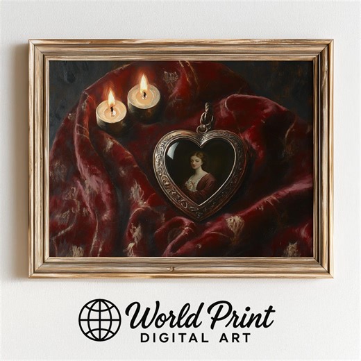 Heart Locket Still Life Print – Antique Portrait, Vintage Decor (digital Download) - Etsy