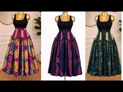 How to Sew a High-Waisted asymmetric Gathered Skirt with Aso-oke & Adire | DIY pleated skirt