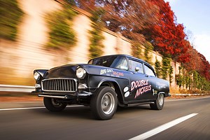 A 1955 Chevy gasser tribute that’s as fun to drive as it is to look at