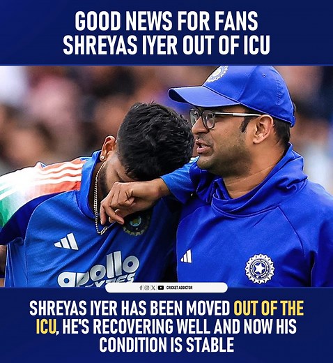 Good News For Fans Shreyas Iyer OUT Of ICU ❤️ #INDvsAUS #shreyasiyer | Muhammad Ishfaq