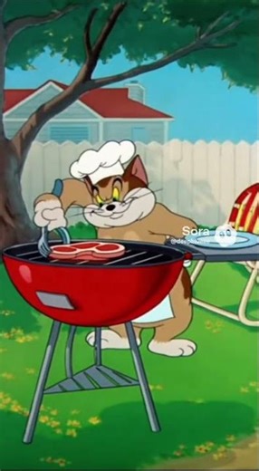 The Steak Showdown 🍖🐾 #cartoonai #funnycartoon #catandmouse