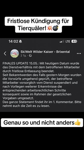 Fristlose Kündigung wegen Tierquälerei! 💥 Der Arbeitgeber hat sofort reagiert und den Mitarbeiter hochkant rausgeworfen. Genau so und nicht anders! Wie steht ihr zu der schnellen Reaktion? ⬇️ #rechtso #tierliebe🐾 #konsequent #statements #tierquälerkönnensichnichtverstecken