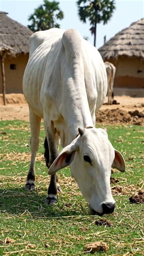 A cow eating grass AI generated