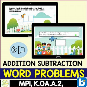 Addition and Subtraction Word Problems within 10  BoomCards™ Bundle
