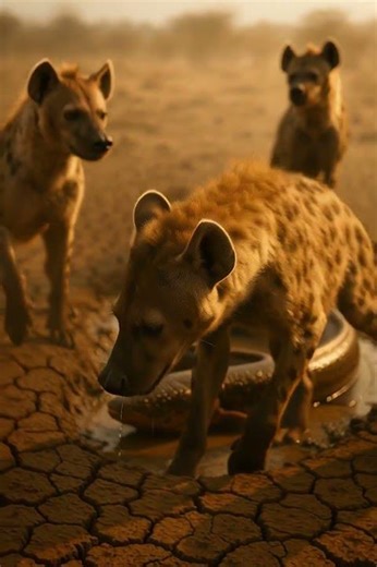 Curious Hyena Touches an Electric Eel ⚡ #wildlife #nature #hyena #electriceel #natgeo #shorts