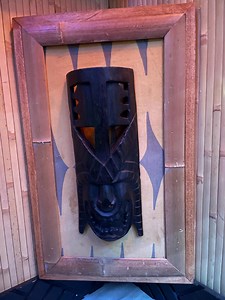 Tiki Bar Framed Vintage Carved Tiki Mask Hanging Bamboo - Etsy