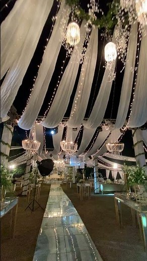 Grand wedding with white and green theme || Open air weddings || outdoor wedding drapes ideas |