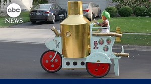 Dad built Wonka Mobile to make magical Halloween for kids.