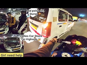 Old man Car Stuck On Highway😱|| Girl Need Help🥺|| 2km ka lga Jaam🤬