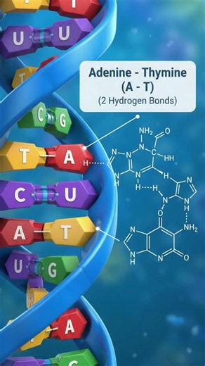 🧬 DNA Base Pairing Explained | A–T & C–G Hydrogen Bonds | Biology