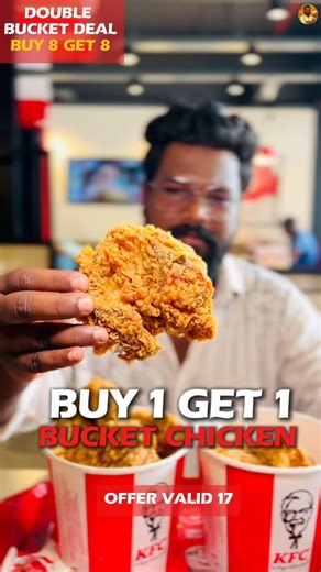 Buy 1 Get 1 Bucket Chicken Free 😱 #kfc #kfcfriedchicken #shorts #food