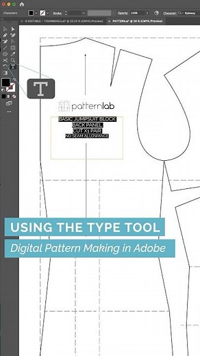 15/49 Using the Type Tool - Digital Pattern Making in Ai #patternmaking #fashiondesign
