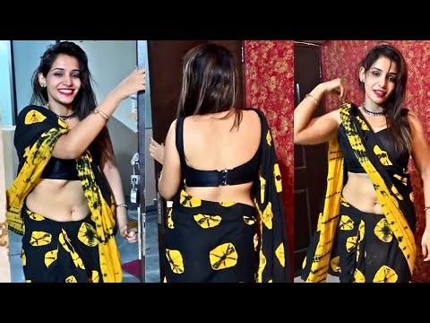 Printed Catton saree With Thick Border Paired with Cotton Sleeveless Blouse Low Hip Saree Draping