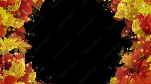 Leaf frame overlay with autumn leaf and particle with alpha