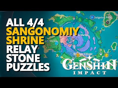 All Sangonomiya Shrine Relay Stone Puzzles Genshin Impact
