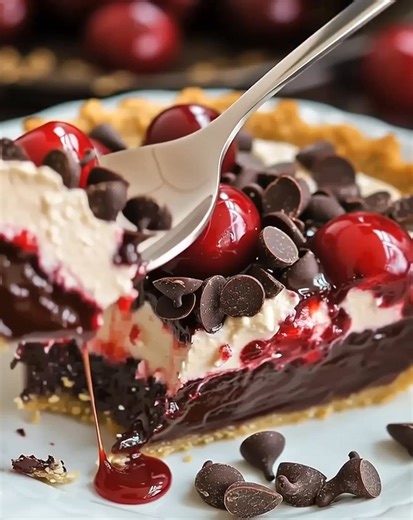 No-Bake Chocolate Cherry Pie Ingredients: 1 pre-made graham cracker pie crust 1 cup dark chocolate chips 1/2 cup heavy cream Recipe in First Coʍmеոτ 👇 Enjoy ❤️👇👇👇 | Optimal Recipes