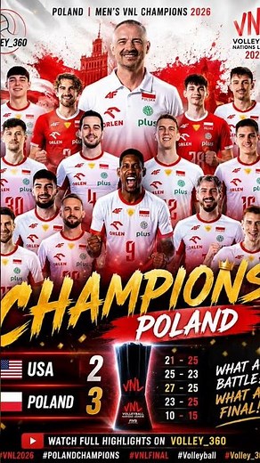 Poland Are VNL 2026 Champions! 🇵🇱 Epic 3-2 Victory Over USA | Men's Volleyball Nations League Final