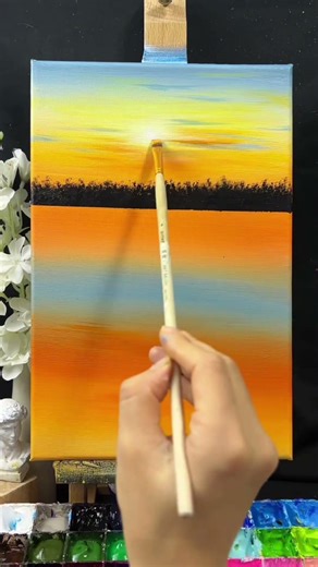 Draw a Picture of two Stroke 🪿 foraging for food at Sunset 🌇