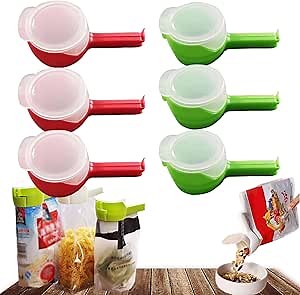 Snack Clips with Seal & Pour Spout, Food Storage Sealing Clips (6Pcs)