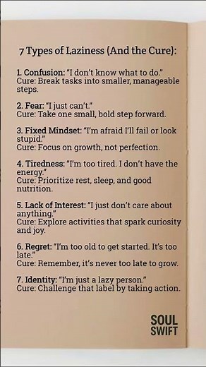 7 Types of Laziness 😴 & How to Fix Them 💯 | Change Your Life Today 🌟 #Motivation #Mindset