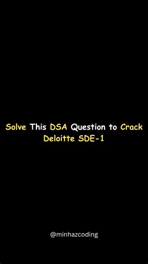 Minhaz | Full Stack Developer on Instagram: "🚀 Crack Deloitte SDE-1 with Structured DSA Prep 🔥 Master the 5 core DSA pillars that appear in almost every interview 👉 Arrays & Strings 👉 Sorting & Searching 👉 Linked Lists 👉 Trees & Graphs 👉 Dynamic Programming 💡 These 35 key points cover the exact patterns interviewers check 💡 Focus on fundamentals instead of random Leetcode grinding 💡 Build logic, patterns, and intuiti