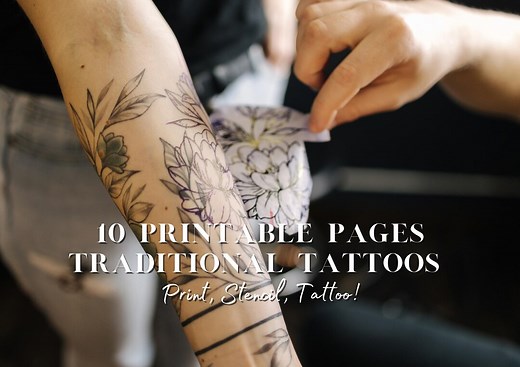 Tattoo Stencil | Instant Download: 10 Printable Tattoo Pages | Tatto Apprentice Practice Sheet - Etsy