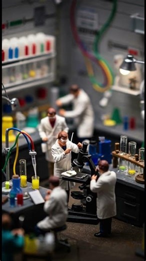 Miniature Workers in a Laboratory 🔬👷‍♂️✨ #miniatureart #miniatureworld #tinyworkers