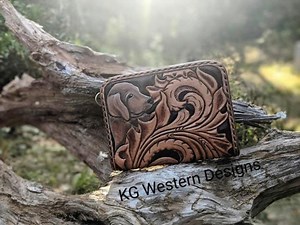 Leather Tooled Wrist Wallet Pocket PDF Pattern Template With Tooling Design and Instructions~ - Etsy