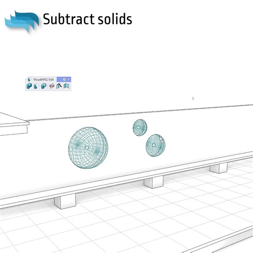 Subtract Solids from VisualARQ objects. With the vaSubtractSolids command, it is possible to trim and cut out shapes from VisualARQ walls or other objects without losing their parametric capabilities. #rhino3d #Visualarq #bim #flexiblebim #architecture3d #architecture2d #parametricarchitecture #softwarearchitecture #grasshopper3d #architecturaldrawings #freeformarchitecture #visualarqfeatures | VisualARQ