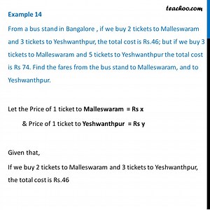 From a bus stand in Bangalore, if we buy tickets Malleswaram, Yeshwant