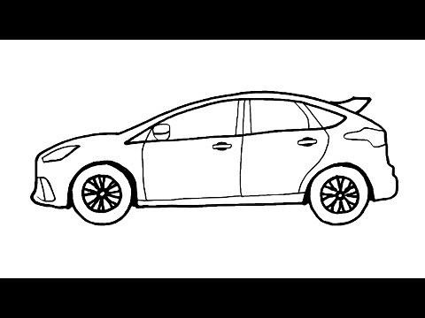 How to Draw a Ford Focus RS - How to draw a car easy - Easy cars drawing [ kolay araba çizimleri ]