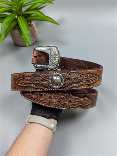 Ariat Men's Western Ostrich Print Leather Belt Brown Cowboy Vintage Limited 38in - Etsy