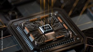 The animation illustrates the connection of a microchip to a computer motherboard, focusing on the seamless integration essential for the computer's functionality .Motherboard Computer Part Microchip