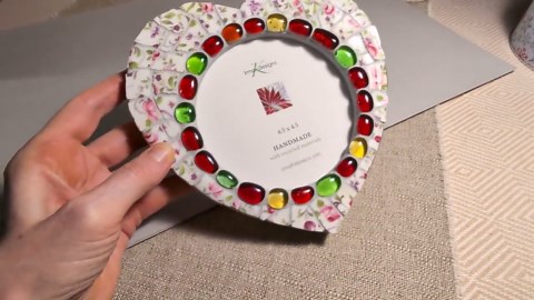 Pink Heart Mosaic Picture Frame, Upcycled Floral China Wall Art 4.5" Photo - Etsy